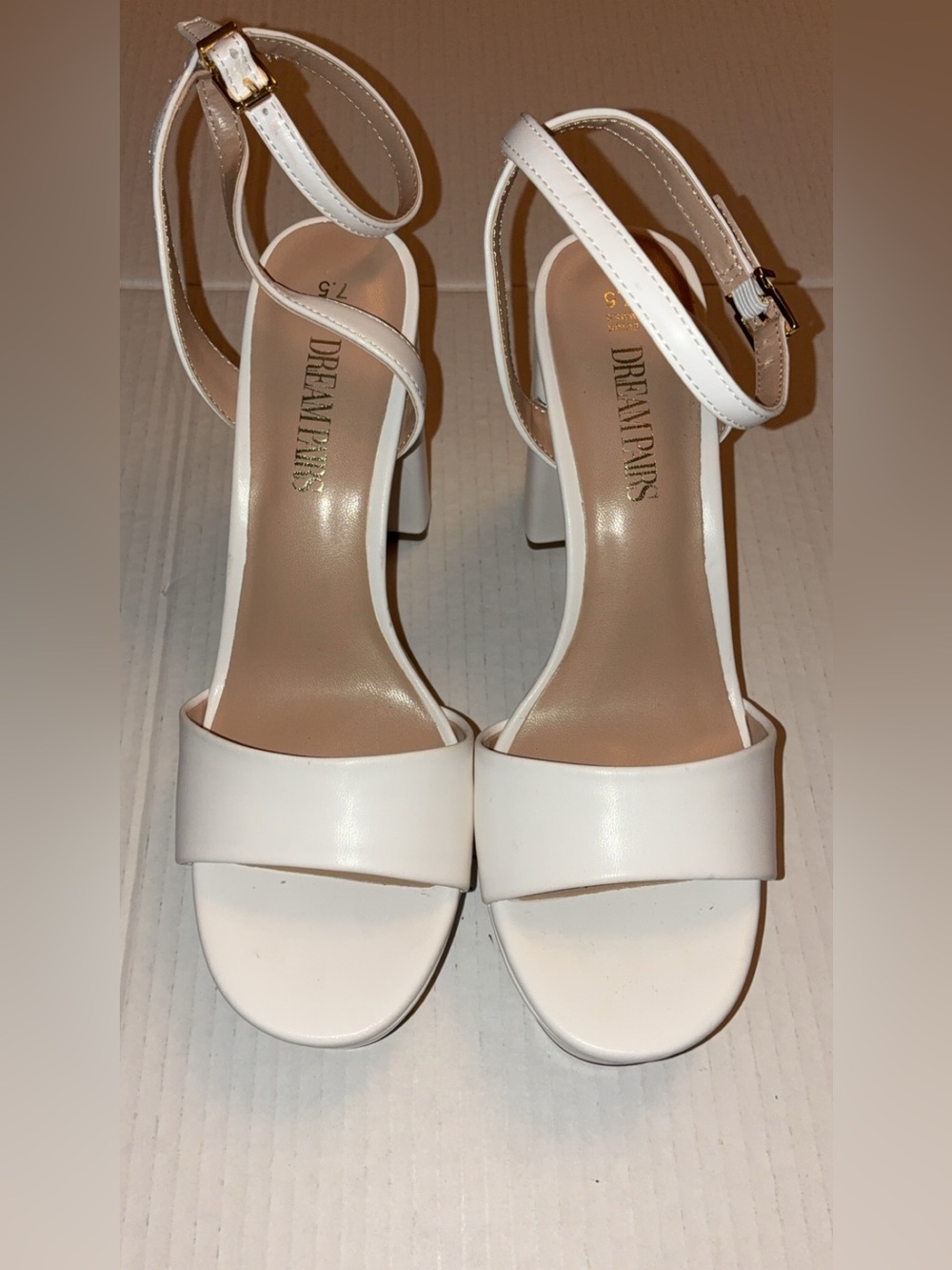 Dream Pairs White Ankle-Strap Block Heels